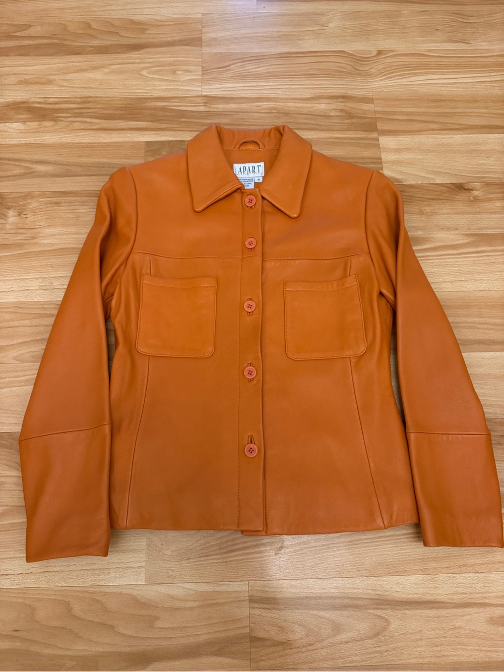 Vintage Womens APART IMPRESSIONS Genuine Leather Button-Front Jacket (sz 4)